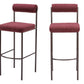 Set of Two 30" Red and Bronze Shearling and Steel Low Back Bar Height Bar Chairs