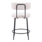 Set of Two 25" Ivory and Black Shearling and Steel Low Back Counter Height Bar Chairs