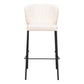 Set of Two 29" Cream And Black Faux Leather And Steel Bar Height Bar Chairs