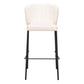 Set of Two 29" Cream And Black Faux Leather And Steel Bar Height Bar Chairs