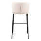Set of Two 29" Cream And Black Faux Leather And Steel Bar Height Bar Chairs