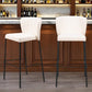 Set of Two 29" Cream And Black Faux Leather And Steel Bar Height Bar Chairs