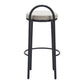 Set of Two 30" Beige and Black Chenille and Steel Low Back Bar Height Bar Chairs