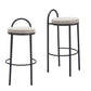 Set of Two 30" Beige and Black Chenille and Steel Low Back Bar Height Bar Chairs