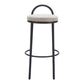Set of Two 30" Beige and Black Chenille and Steel Low Back Bar Height Bar Chairs