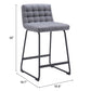 Set of Two 26" Gray And Black Fabric And Steel Counter Height Bar Chairs