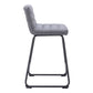 Set of Two 26" Gray And Black Fabric And Steel Counter Height Bar Chairs