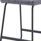 Set of Two 26" Gray And Black Fabric And Steel Counter Height Bar Chairs