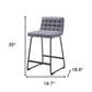 Set of Two 26" Gray And Black Fabric And Steel Counter Height Bar Chairs