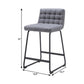 Set of Two 26" Gray And Black Fabric And Steel Counter Height Bar Chairs