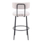 Set of Two 29" Ivory And Black Shearling And Steel Low Back Bar Height Bar Chairs