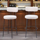 Set of Two 29" Ivory And Black Shearling And Steel Low Back Bar Height Bar Chairs