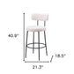 Set of Two 29" Ivory And Black Shearling And Steel Low Back Bar Height Bar Chairs