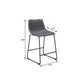 Set of Two 24" Charcoal and Black Faux Leather and Steel Counter Height Bar Chairs