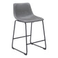 Set of Two 24" Charcoal and Black Faux Leather and Steel Counter Height Bar Chairs