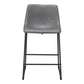 Set of Two 24" Charcoal and Black Faux Leather and Steel Counter Height Bar Chairs