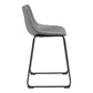 Set of Two 24" Charcoal and Black Faux Leather and Steel Counter Height Bar Chairs