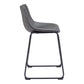 Set of Two 24" Charcoal and Black Faux Leather and Steel Counter Height Bar Chairs