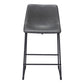 Set of Two 24" Charcoal and Black Faux Leather and Steel Counter Height Bar Chairs