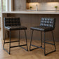 Set of Two 26" Black Faux Leather and Steel Counter Height Bar Chairs