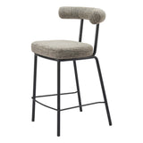26" Green and Black Chenille and Steel Low Back Counter Height Bar Chair