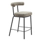 26" Green and Black Chenille and Steel Low Back Counter Height Bar Chair