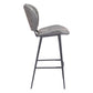 30" Gray And Black Faux Leather And Steel Low Back Bar Height Bar Chair