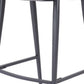 30" Gray And Black Faux Leather And Steel Low Back Bar Height Bar Chair