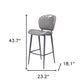 30" Gray And Black Faux Leather And Steel Low Back Bar Height Bar Chair