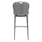30" Gray And Black Faux Leather And Steel Low Back Bar Height Bar Chair