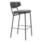 Set of Two 26" Black Faux Leather and Steel Low Back Counter Height Bar Chairs