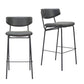 Set of Two 26" Black Faux Leather and Steel Low Back Counter Height Bar Chairs