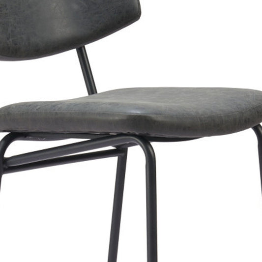 Set of Two 26" Black Faux Leather And Steel Low Back Counter Height Bar Chairs