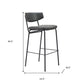 Set of Two 26" Black Faux Leather and Steel Low Back Counter Height Bar Chairs