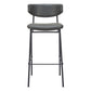 Set of Two 26" Black Faux Leather and Steel Low Back Counter Height Bar Chairs