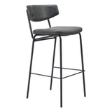 Set of Two 26" Black Faux Leather and Steel Low Back Counter Height Bar Chairs