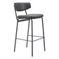 Set of Two 26" Black Faux Leather and Steel Low Back Counter Height Bar Chairs