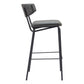 Set of Two 26" Black Faux Leather and Steel Low Back Counter Height Bar Chairs