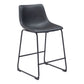 Set of Two 24" Black Faux Leather and Steel Counter Height Bar Chairs