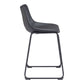 Set of Two 24" Black Faux Leather and Steel Counter Height Bar Chairs