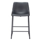 Set of Two 24" Black Faux Leather and Steel Counter Height Bar Chairs
