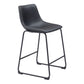 Set of Two 24" Black Faux Leather and Steel Counter Height Bar Chairs