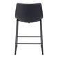 Set of Two 24" Black Faux Leather and Steel Counter Height Bar Chairs