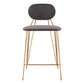 Set of Two 26" Gray and Gold Velvet and Steel Low Back Counter Height Bar Chairs