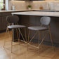 Set of Two 26" Gray and Gold Velvet and Steel Low Back Counter Height Bar Chairs