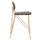 Set of Two 26" Gray and Gold Velvet and Steel Low Back Counter Height Bar Chairs