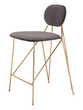 Set of Two 26" Gray and Gold Velvet and Steel Low Back Counter Height Bar Chairs