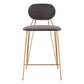 Set of Two 26" Gray and Gold Velvet and Steel Low Back Counter Height Bar Chairs