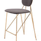 Set of Two 26" Gray and Gold Velvet and Steel Low Back Counter Height Bar Chairs