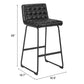 Set of Two 30" Black Faux Leather And Steel Bar Height Bar Chairs